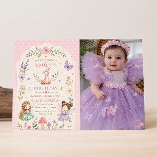 Invitación Cumpleaños de primer año del jardín de hadas de ni