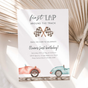 Invitación Cumpleaños de primera vuelta de coche de carreras