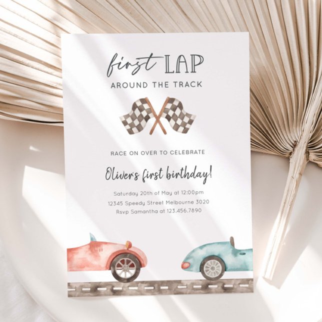 Invitación Cumpleaños de primera vuelta de coche de carreras  (Subido por el creador)