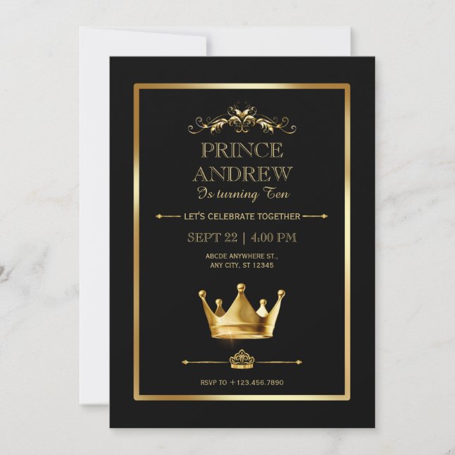 Invitación cumpleaños de Prince (Anverso)