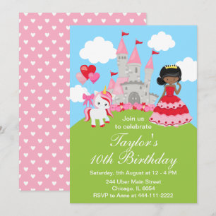 Invitación Cumpleaños de princesa afroamericana del día de Sa