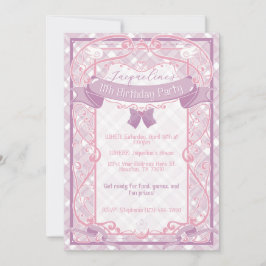 Invitación Cumpleaños de Princesa Art Nouveau Púrpura