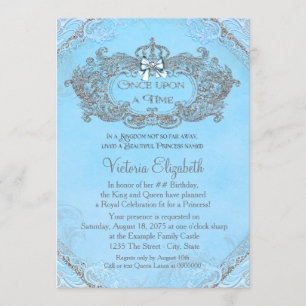 Invitación Cumpleaños de Princesa Azul Érase una Vez