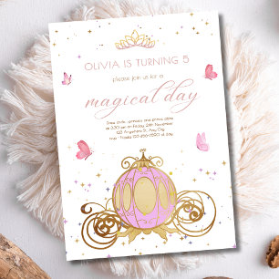 Invitación Cumpleaños de Princesa Coche Real de Cuento de Had