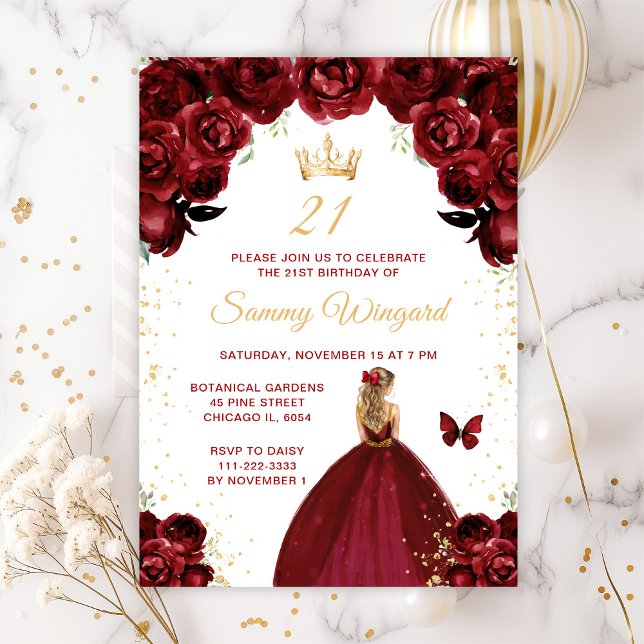 Invitación Cumpleaños de Princesa con Cabello Rubio Rojo Borg (Subido por el creador)