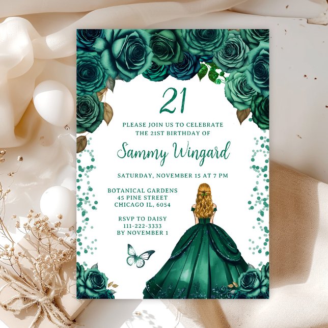 Invitación Cumpleaños de Princesa con Cabello Rubio Verde Esm (Subido por el creador)