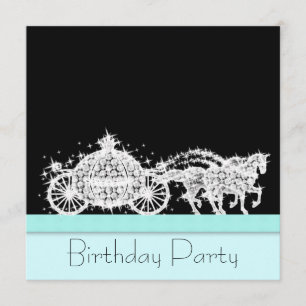 Invitación Cumpleaños de Princesa con Carruaje de Caballo Azu