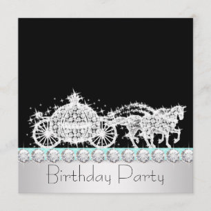 Invitación Cumpleaños de Princesa con Carruaje de Caballo Azu