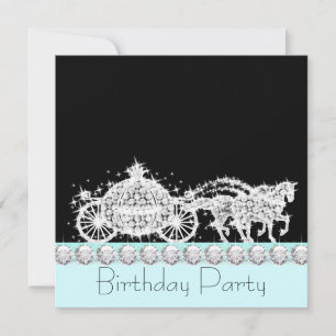 Invitación Cumpleaños de Princesa con Carruaje de Caballo Azu