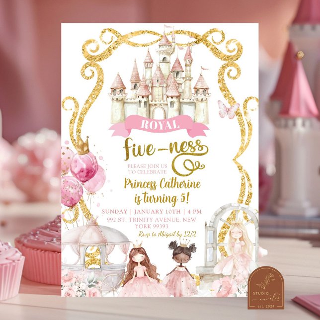Invitación Cumpleaños de princesa con real cinco (Subido por el creador)