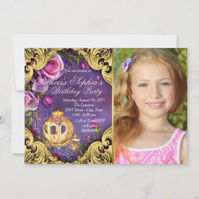 Invitación Cumpleaños de Princesa de Cuento de Hadas Érase un (Anverso)