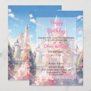 Invitación Cumpleaños de Princesa de Cuento de Hadas Kawaii