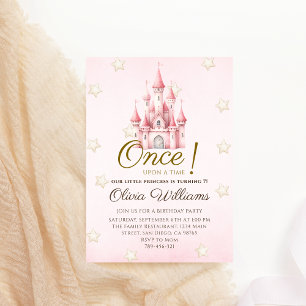 Invitación Cumpleaños de Princesa de Cuento de Hadas Rosa Rea