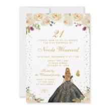 Cumpleaños de princesa de pelo rubio crema floral