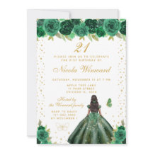 Cumpleaños de Princesa de Piel Oscura con Floral V