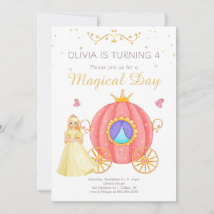 Invitación Cumpleaños de Princesa Día Mágico Coche de Princes