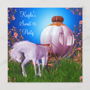 Invitación Cumpleaños de Princesa en Carruaje de Caballos