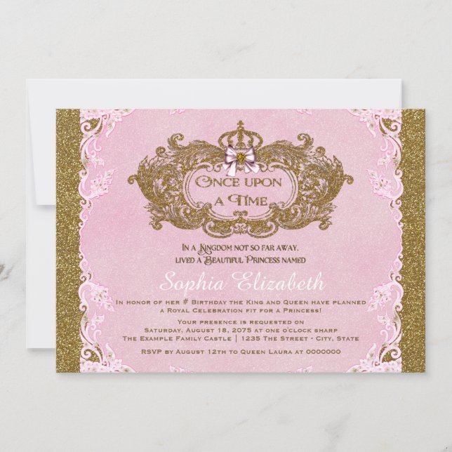 Invitación Cumpleaños de princesa Érase una vez (Anverso)