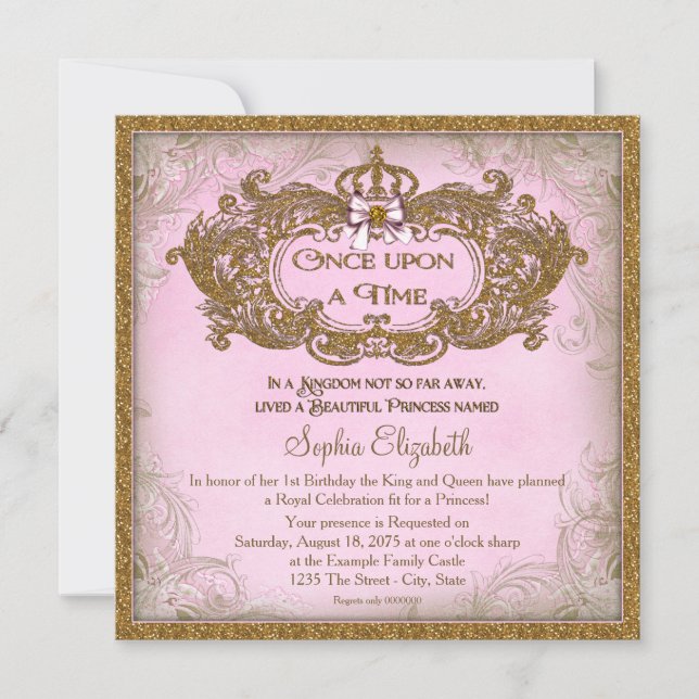 Invitación Cumpleaños de Princesa Érase una Vez (Anverso)