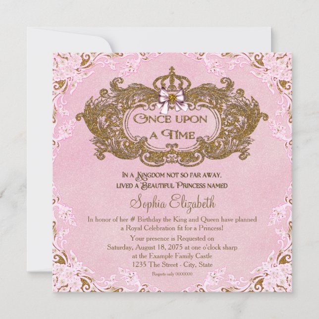 Invitación Cumpleaños de Princesa Érase una Vez (Anverso)
