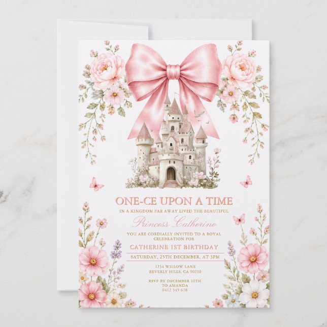 Invitación Cumpleaños de Princesa Érase Una Vez Primero (Anverso)