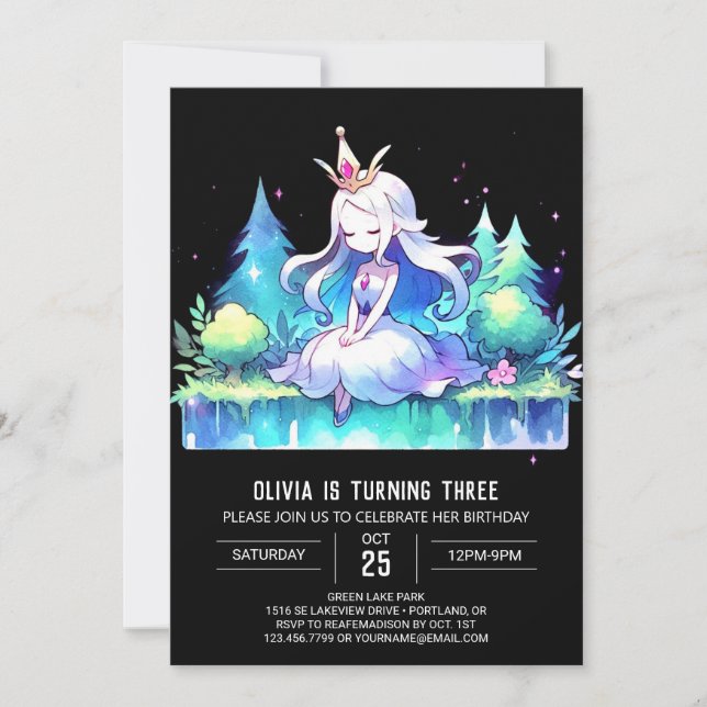 Invitación Cumpleaños de Princesa Feliz Digital (Anverso)