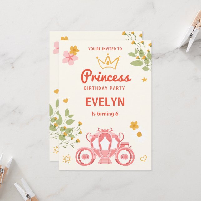 Invitación Cumpleaños de Princesa Floral de Cuento de Hadas  (Anverso/Reverso In Situ)