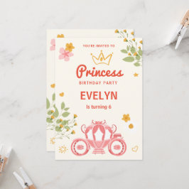 Invitación Cumpleaños de Princesa Floral de Cuento de Hadas 