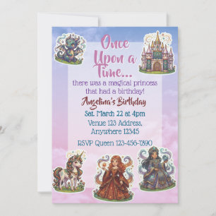 Invitación Cumpleaños de Princesa Mágica Pegatina