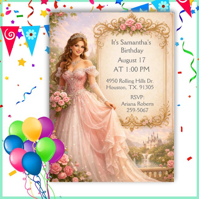Invitación Cumpleaños de Princesa Niña de Cuento de Hadas (Subido por el creador)
