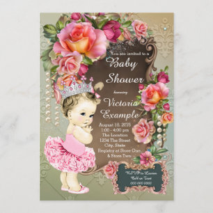 Invitación Cumpleaños de princesa tutú perla rosa