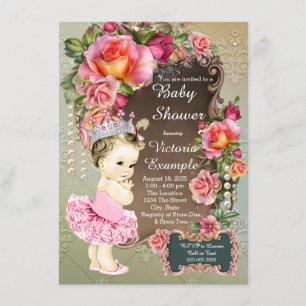 Invitación Cumpleaños de princesa tutú perla rosa
