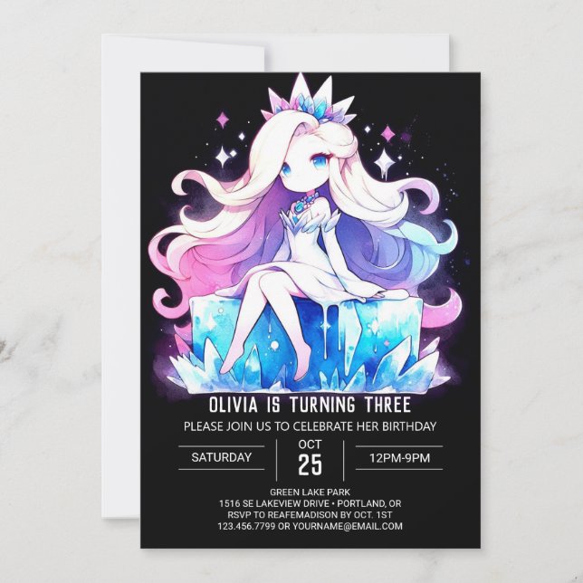 Invitación Cumpleaños de Princesas Imprimibles caprichosas (Anverso)