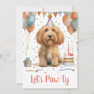 Invitación Cumpleaños de Pty Goldendoodle Dog