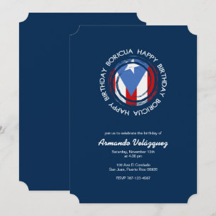 Invitación Cumpleaños de Puerto Rico: Tema de Boricua