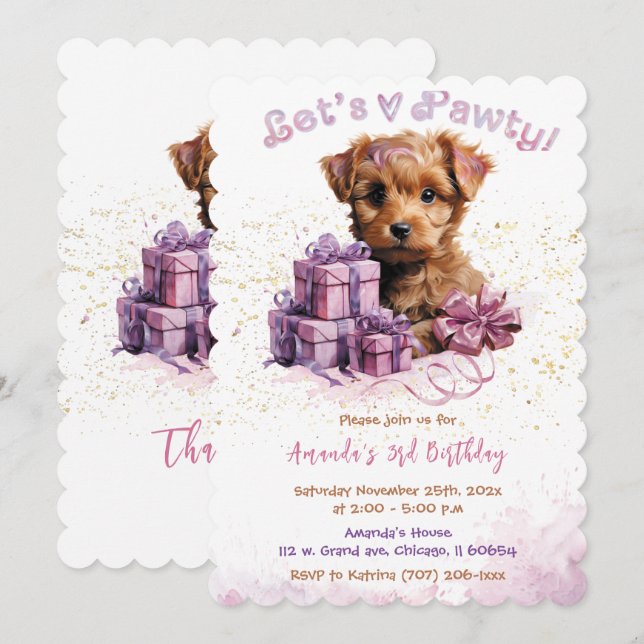 Invitación Cumpleaños de Puppy Dog Pals (Anverso / Reverso)