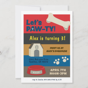 Invitación Cumpleaños de Puppy Pawty