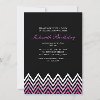 Invitación Cumpleaños de Purple Ombre Chevrons