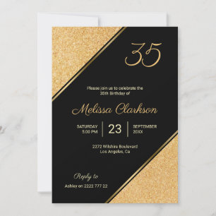 Invitación Cumpleaños de Purpurina Gold