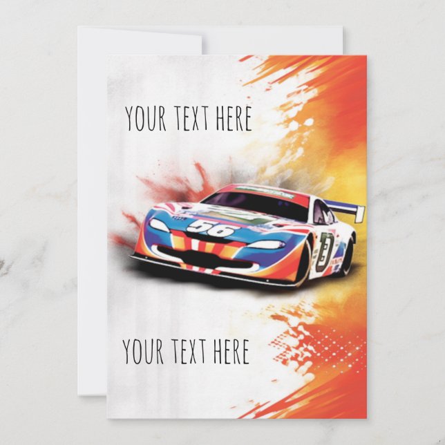 Invitación Cumpleaños de Racecar (Anverso)