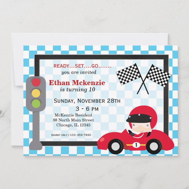 Invitación Cumpleaños de Racecar (Anverso)