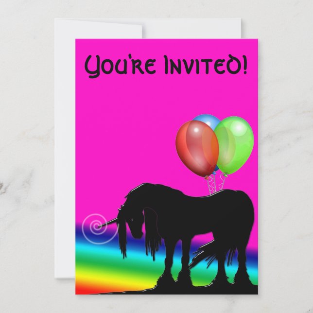 Invitación Cumpleaños de Rainbow Unicorn (Anverso)