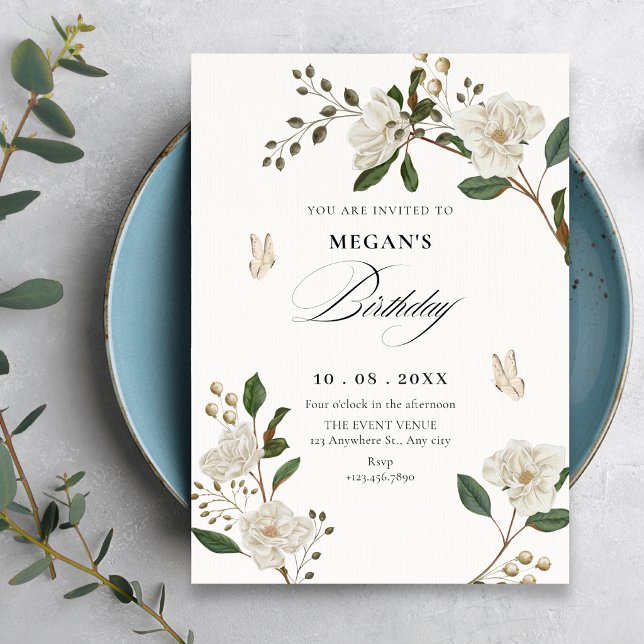 Invitación cumpleaños de rama de flores (Subido por el creador)