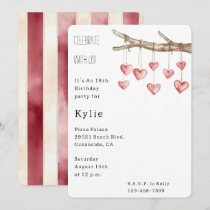 Invitación Cumpleaños de Rama del Árbol del Corazón