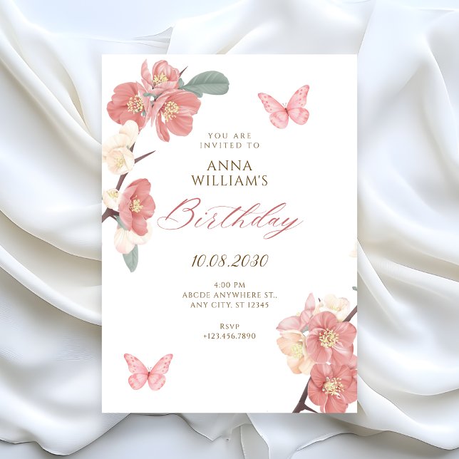 Invitación cumpleaños de rama floral (Subido por el creador)