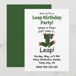 Invitación Cumpleaños de rana voladora dando un salto cuando 