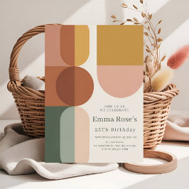 Invitación Cumpleaños de rayas boho de menta y naranja retro