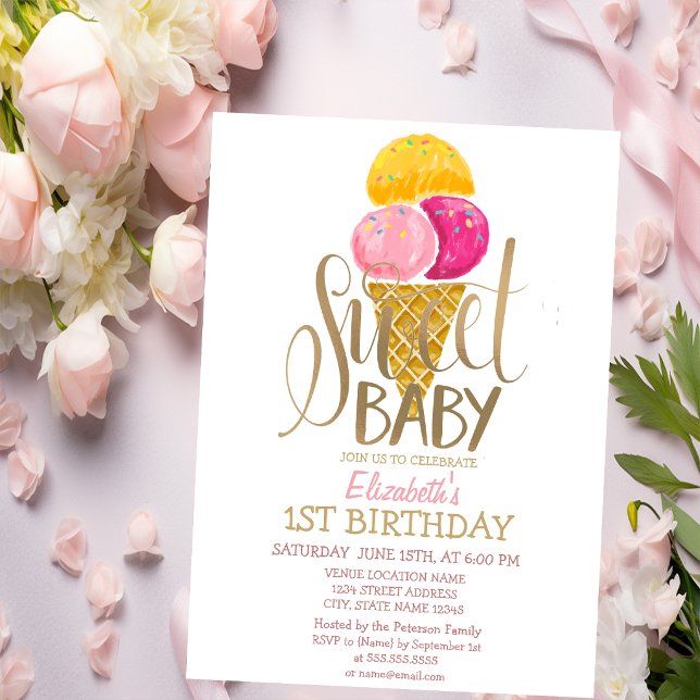 Invitación Cumpleaños de rayas de helado genial  (Subido por el creador)