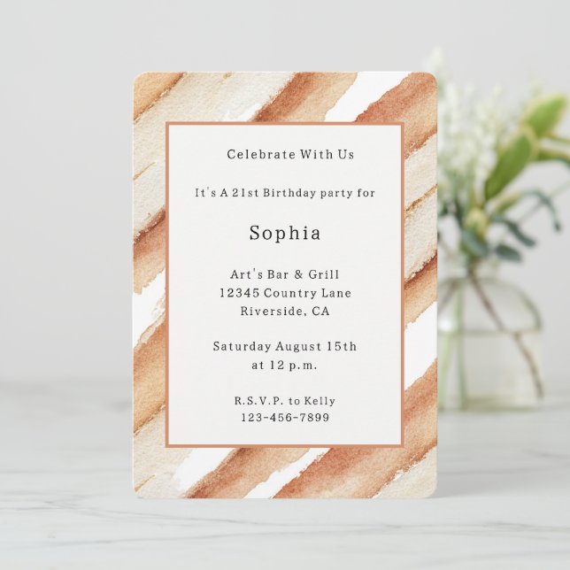 Invitación Cumpleaños de Rayas de Latte de Calabaza (Anverso de pie)
