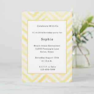 Invitación Cumpleaños de rayas zigzag amarillas